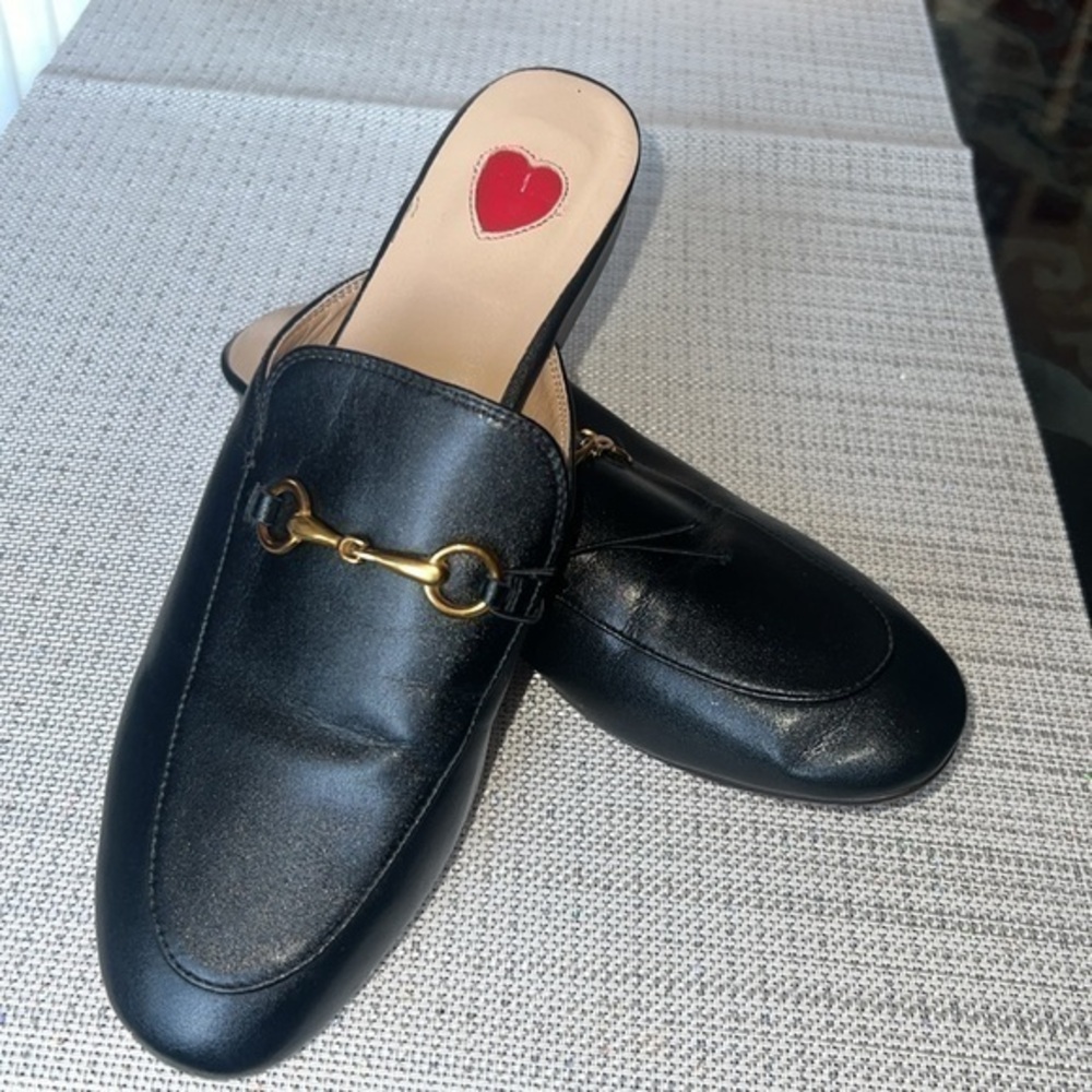 ARQA Mules Womens Black Almond Toe Leather Flats Slip-on Slides Ladies Size 40